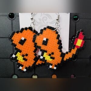 Pixel Art Orange Earrings